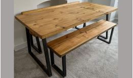 Metal Base Industrial Dining Table